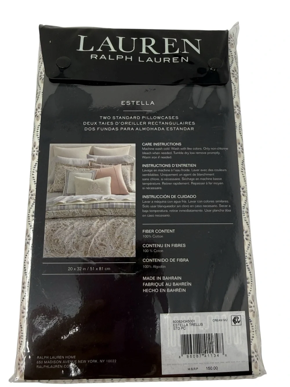 Lauren Ralph Lauren Estella Trellis Pillowcases Standard 100% Cotton NEW